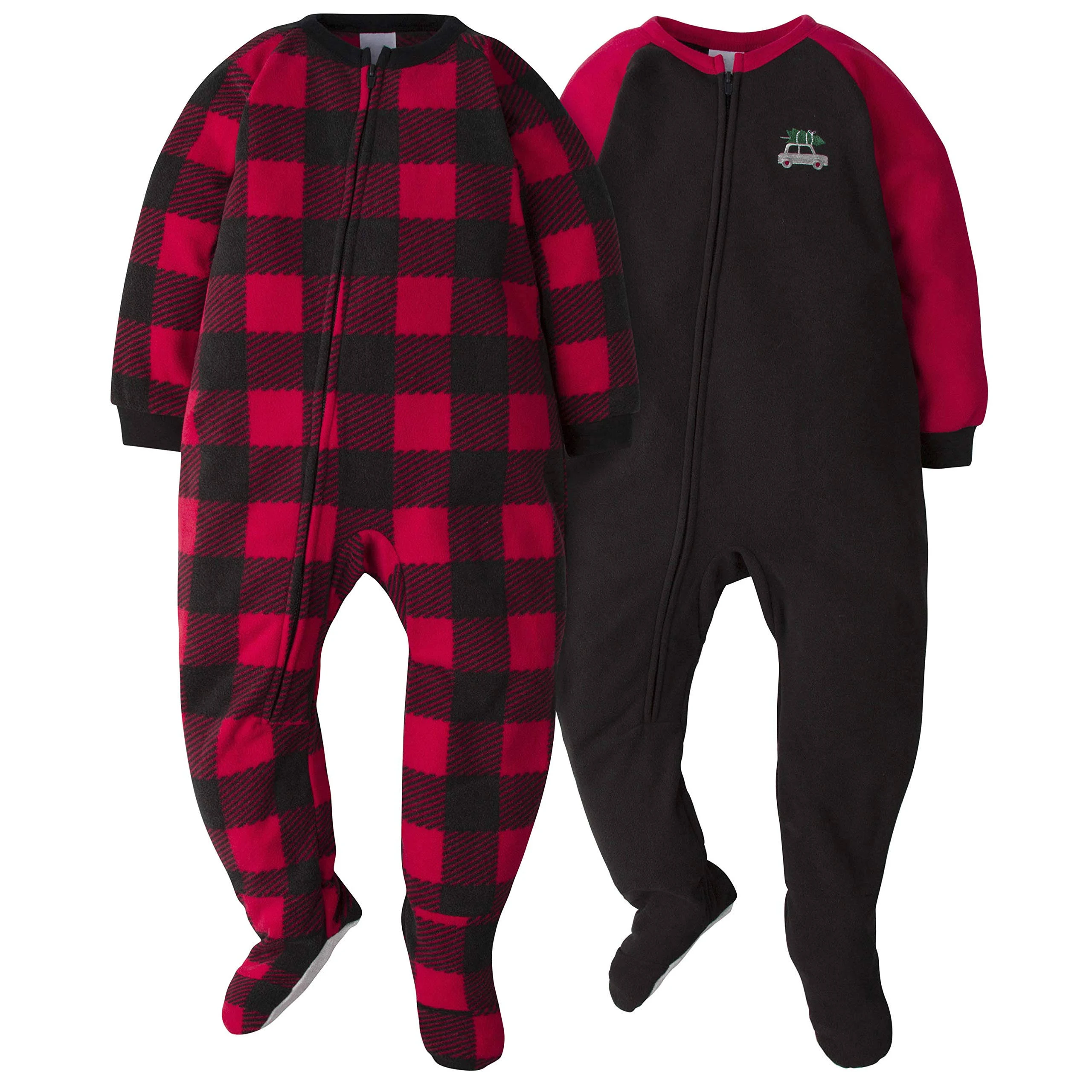 Gerber 2-Pack Baby & Toddler Neutral Plaid Fleece Pajamas