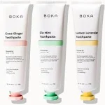 Boka Fluoride Free Toothpaste- Nano Hydroxyapatite, Remineralizing & Whitening- Dentist Recommended for Adult, Kids- Ela Mint, Coco Ginger, Lemon Lavender Flavor, 3 Piece Assortment- US Manufactured