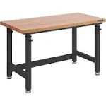 UltraHD Adjustable Height Heavy-Duty Wood Top Workbench - Graphite