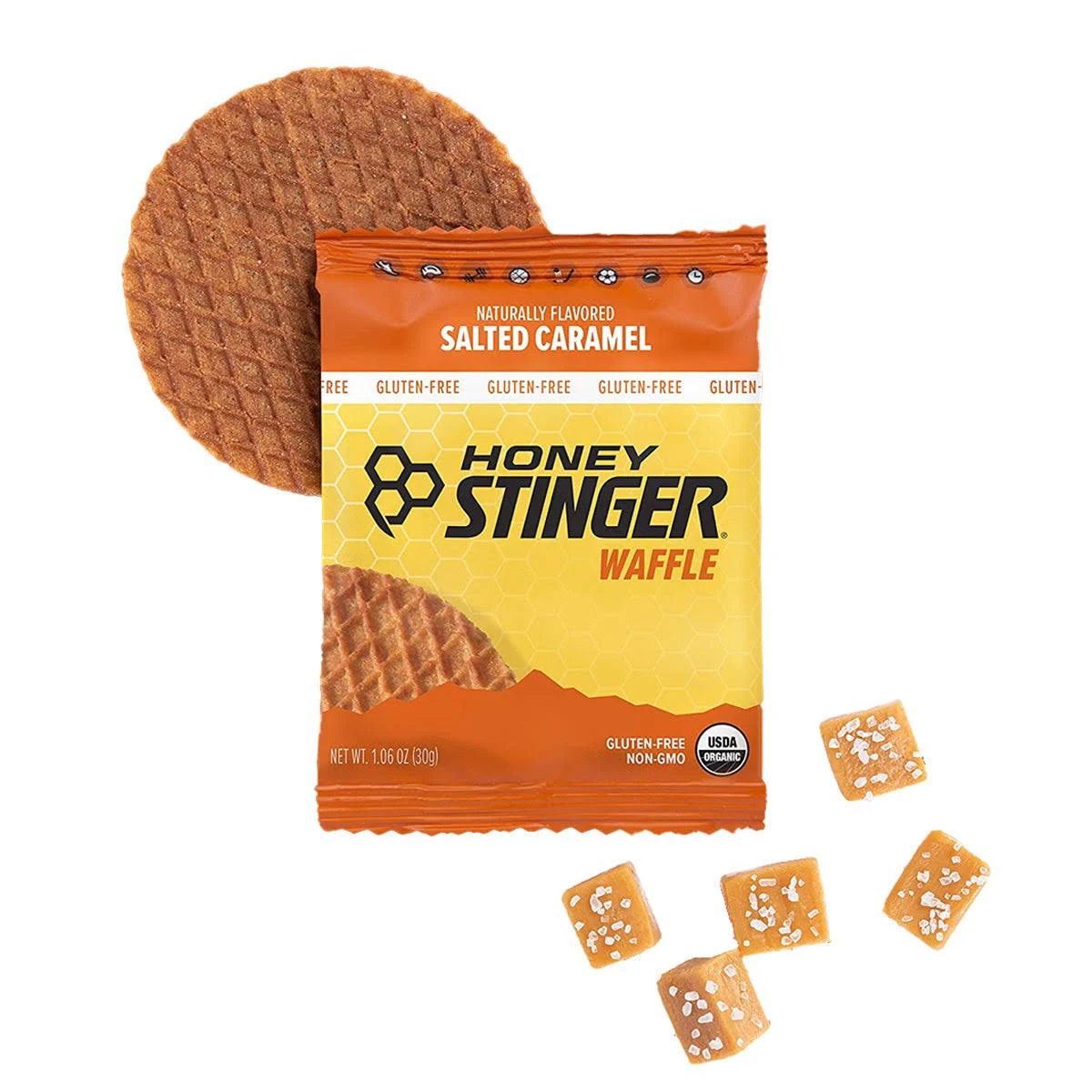 Honey Stinger Gluten Free Waffles Box-12 Salted-Caramel