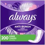 NIB Always Anti-Bunch Xtra Protection Daily Liners, Long Unscented 200 Count