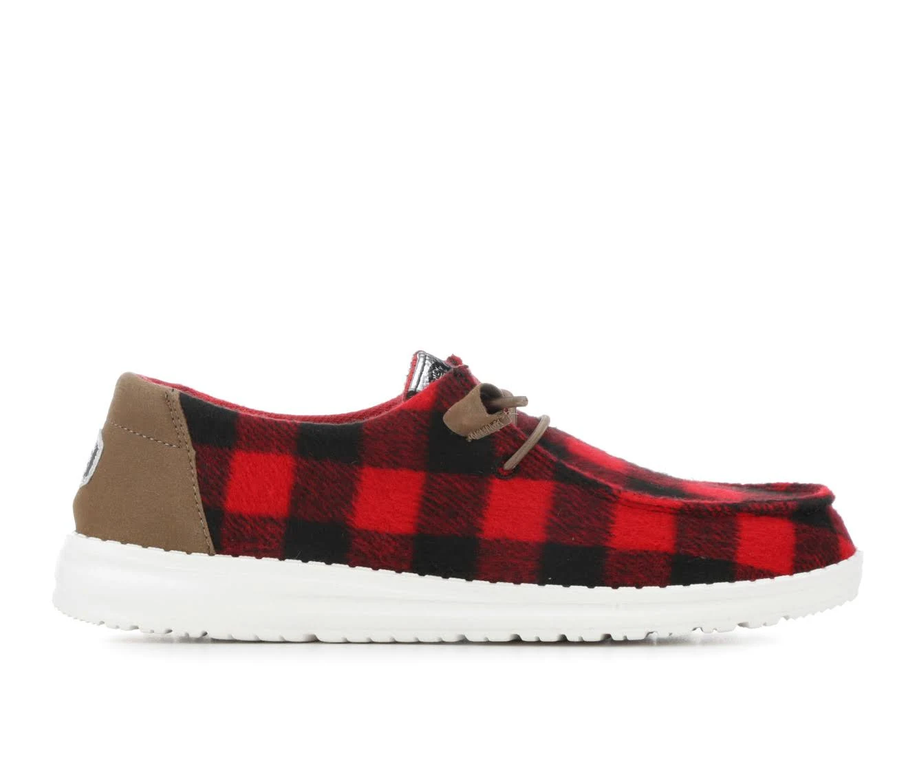 Women's HEYDUDE Wendy Buffalo Plaid Shoes 7 Red/Black