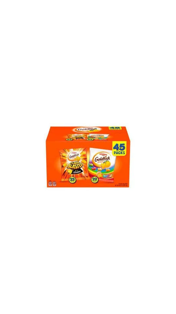 Goldfish Baked Snack Crackers, Xtra Cheddar/Colors, On the Go Packs - 45 pack, 0.9 oz packs