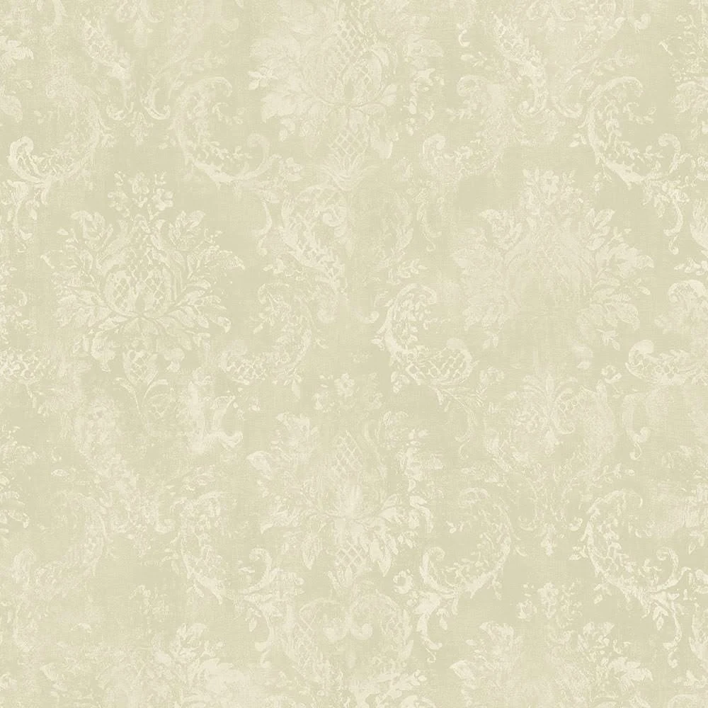 Norwall Canvas Damask Prepasted Wallpaper