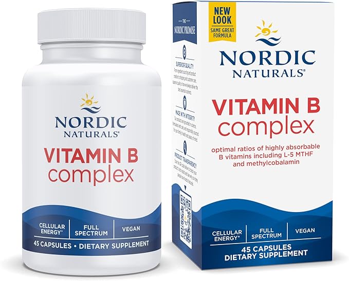 Nordic Naturals Vitamin B Complex, Capsules, Unflavored, 45 Piece