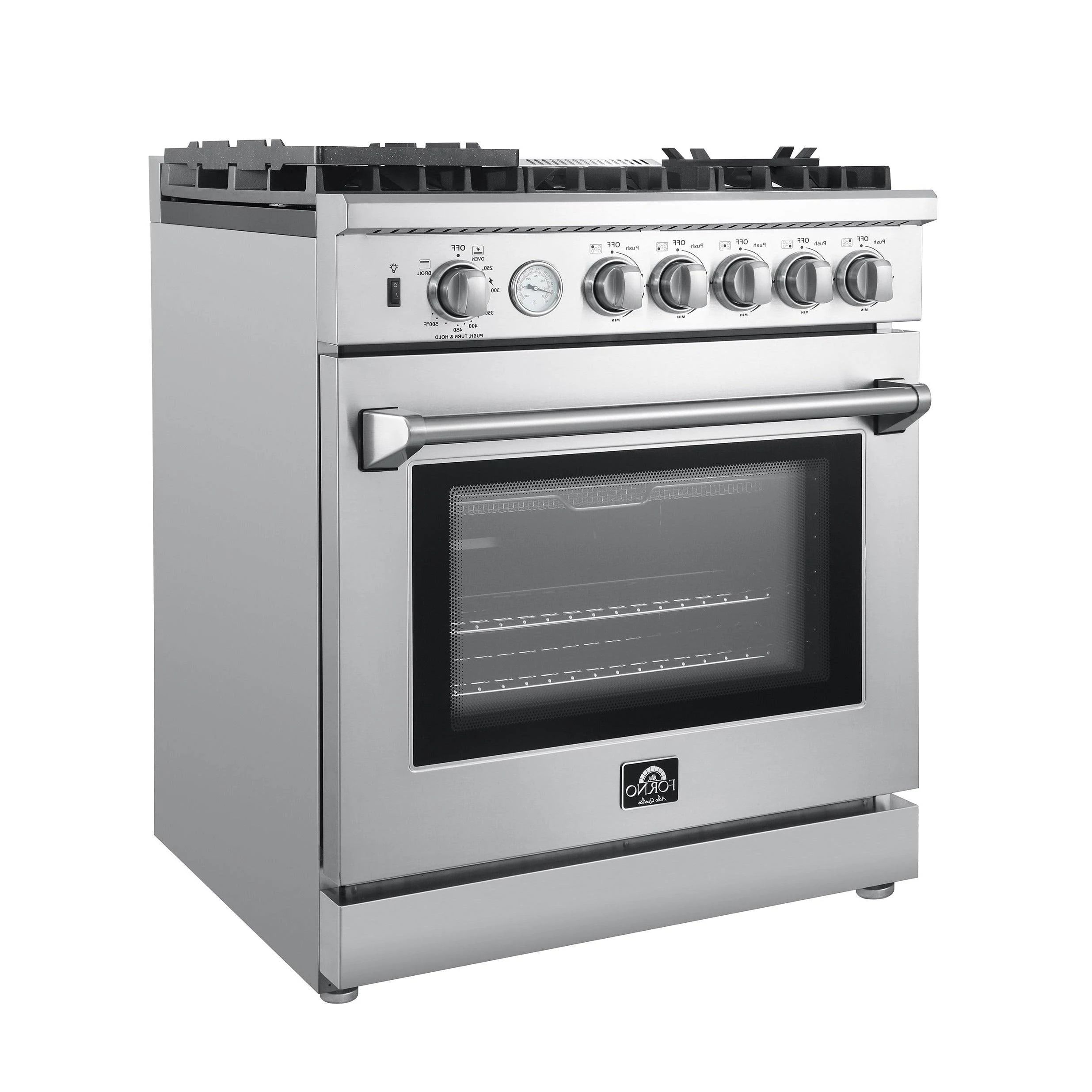 Lazio 30 in. 4.32 cu. ft. Oven Gas Range with 5 Gas Burners, Air fryer and Griddle in. Stainless Steel