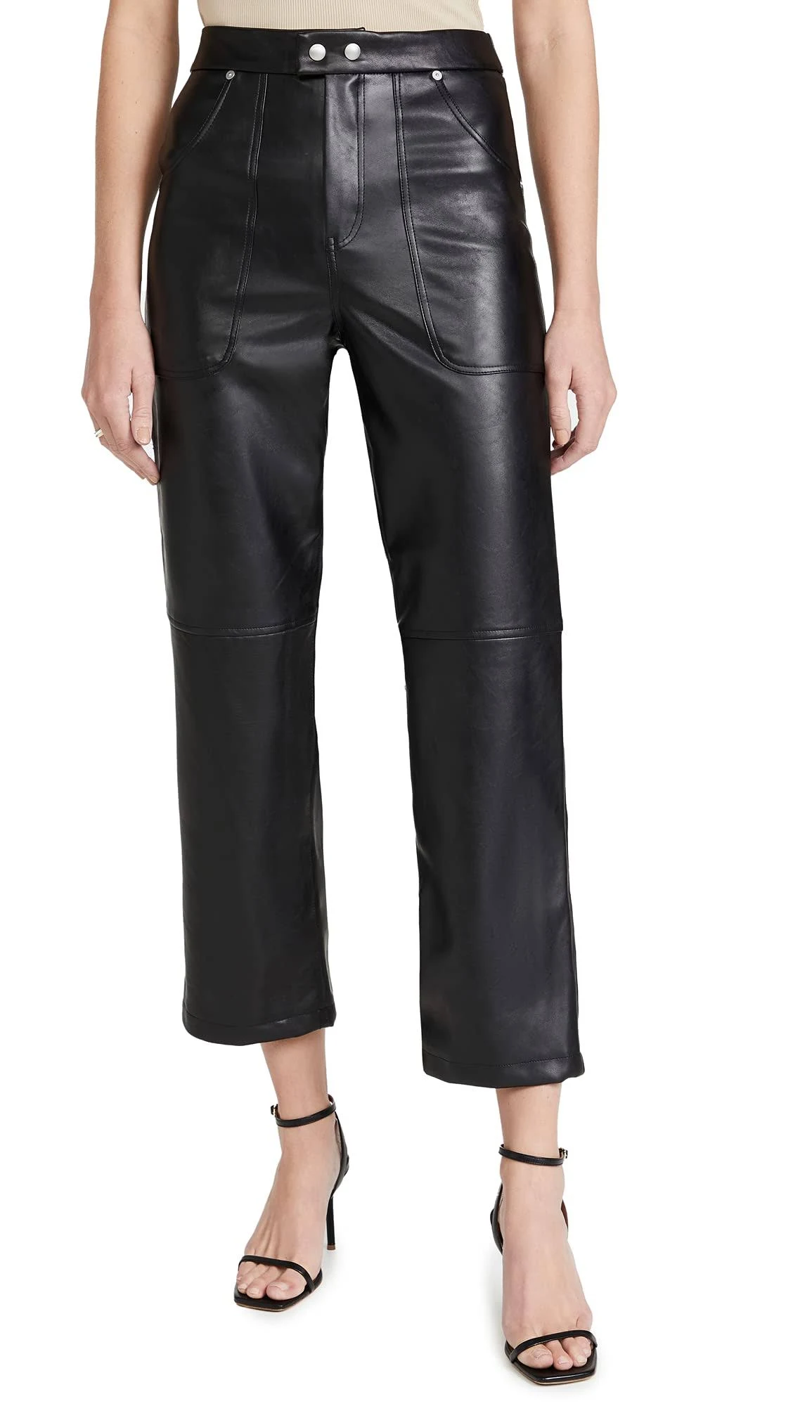 [BLANKNYC] Womens Luxury Clothing Ribcage Straight Leg Vegan Leather Pants, The Baxter Pants