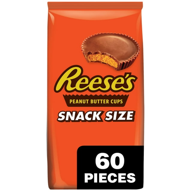 Milk Chocolate Snack Size Peanut Butter Cups Candy, Bag 33 oz, 60 Pieces