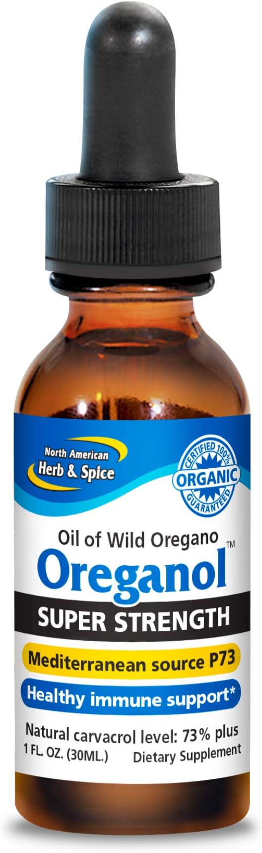 North American Herb & Spice Super Strength Oreganol P73, 1 fl. oz. - Immune System Support - Certified Organic, Wild Oregano - Non-GMO - 432 Servings