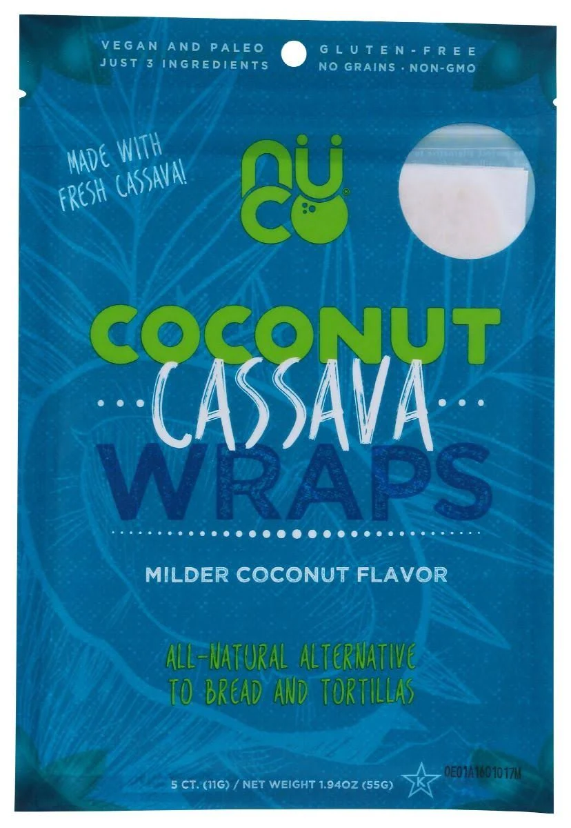 Nuco Coconut Cassava Wraps, Milder Coconut Flavor - 5 pack, 11 g wraps