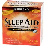 Kirkland Sleep Aid Doxylamine Succinate 25mg 1-Bottle = 96 Tablets Fresh Stock!