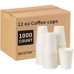 RACETOP 12 oz [1000 Pack] Disposabl Coffee Cups, Paper Cups 12 oz, Upgraded Weight of Paper, Ideal for Office, Home, Party