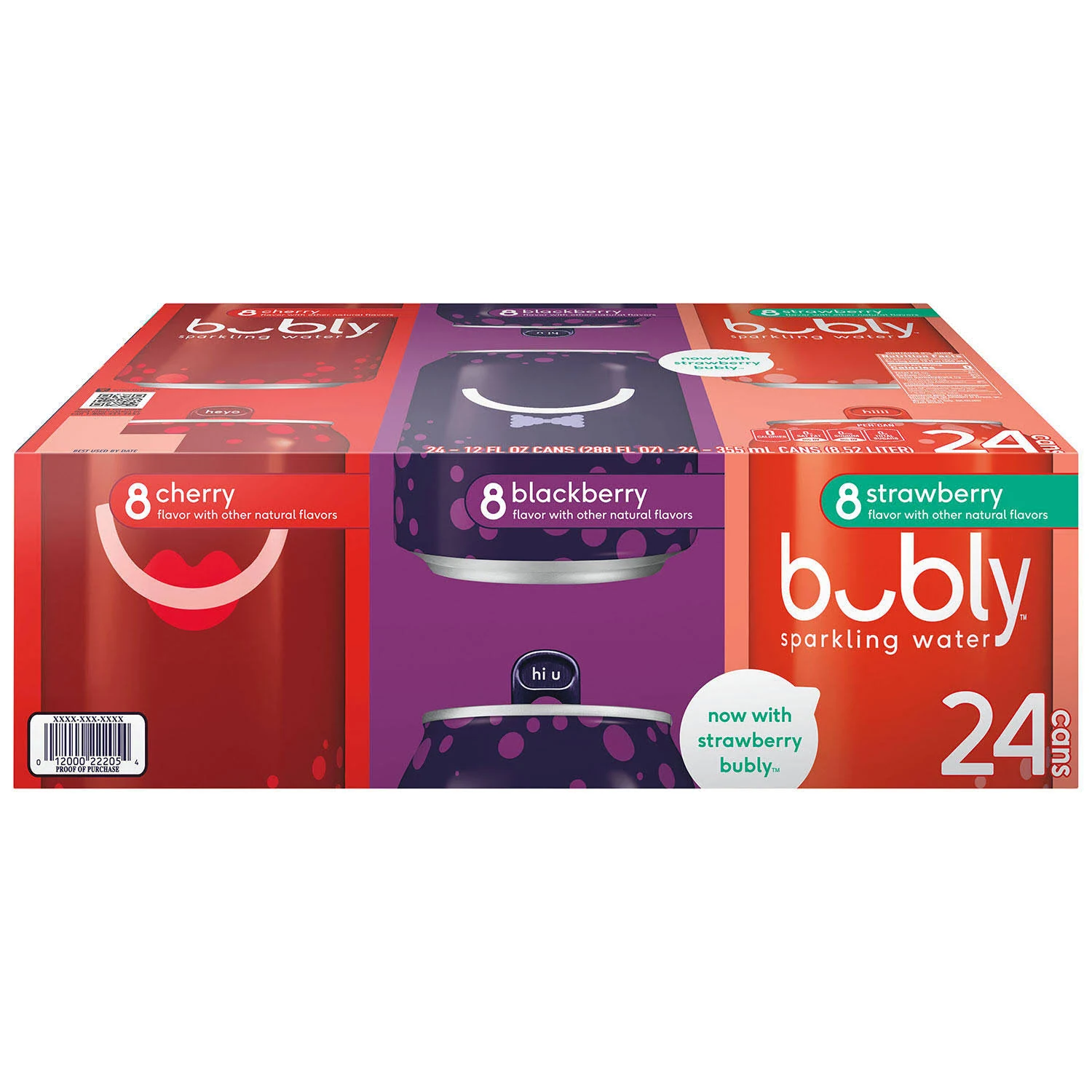 Bubly Berry Sparkling Water Variety Pack 12 Fluid Ounce (24 Count)