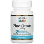 21st Century Zinc Citrate Immune Support 50 mg Mineral Supplement - 360 Tablets