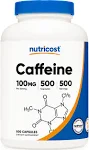 Nutricost Caffeine Capsules 100mg / 500 Capsules