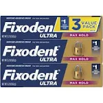 Fixodent Ultra Max Hold Secure Denture Adhesive 2.2oz, Pack of 3