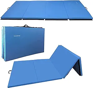 BalanceFrom Fitness 10 Foot High Density Gymnastics Folding Exercise Mat, Blue