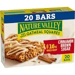 Nature Valley Oatmeal Squares, Cinnamon Brown Sugar, Soft Baked 20 ea