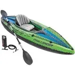 Intex Challenger K1 Inflatable Single Person Kayak Set Accessory Kit & Pump