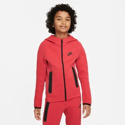 Sportswear Tech Fleece Big Kids' (boys') Full-zip Hoodie In University Red/black