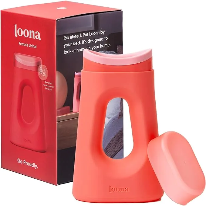 Loona Premium Female Urinal - Quiet, No Splash Design for Women - Ideal for Bedside, Travel, and Outdoor Use - Coral Dream - HSA/FSA Eligible