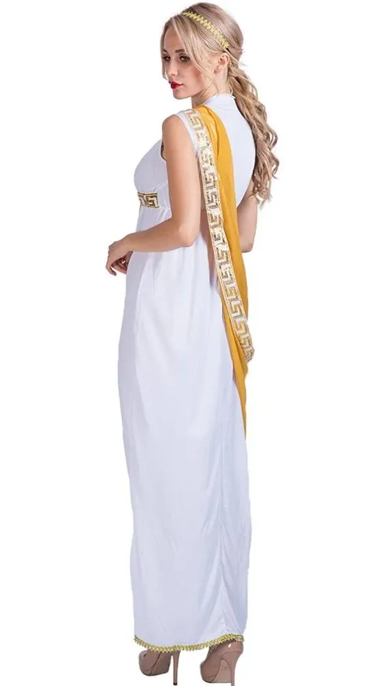 EraSpooky Women's Roman Lady Greek Goddess Costume (PlusSize) White