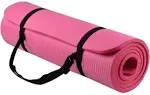 Thick Yoga Exercise Yoga Mat - Pink (1” Thick) With Straps