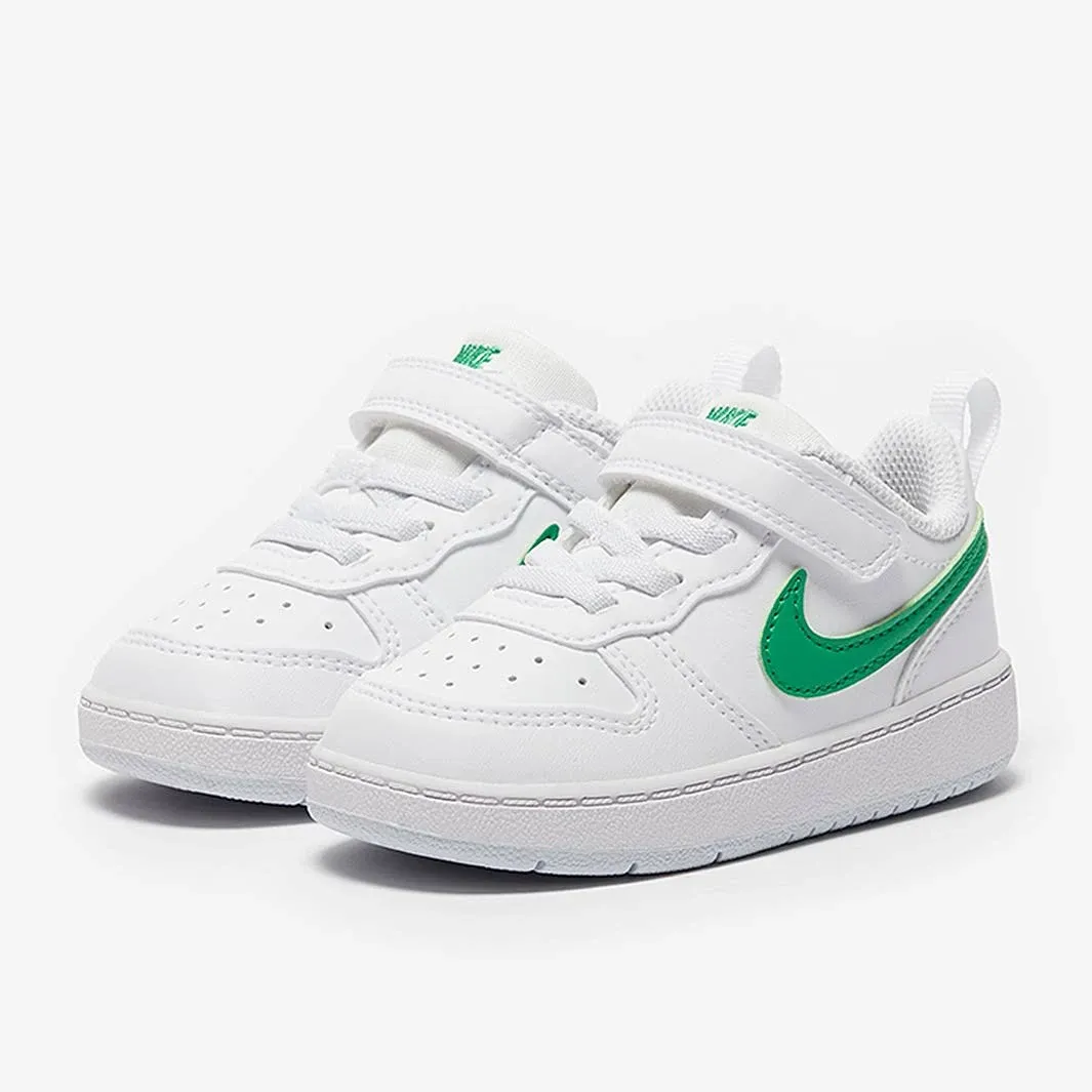 Nike White & Green Court Borough Low Toddler Trainers, Size: 3.5 (EU 19½)