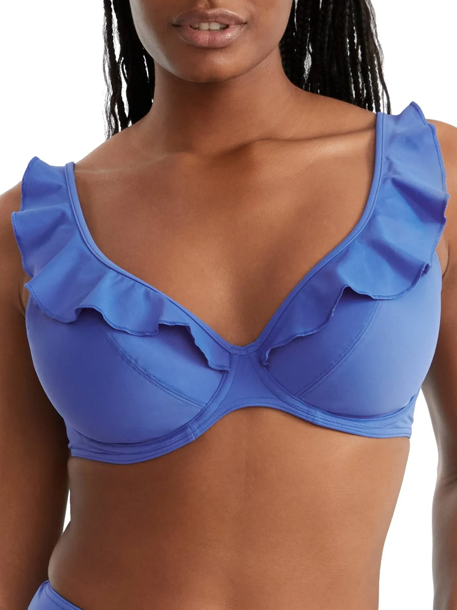 Freya Women's Jewel Cove Ruffled Bikini Top - AS7230 34DD Plain Azure