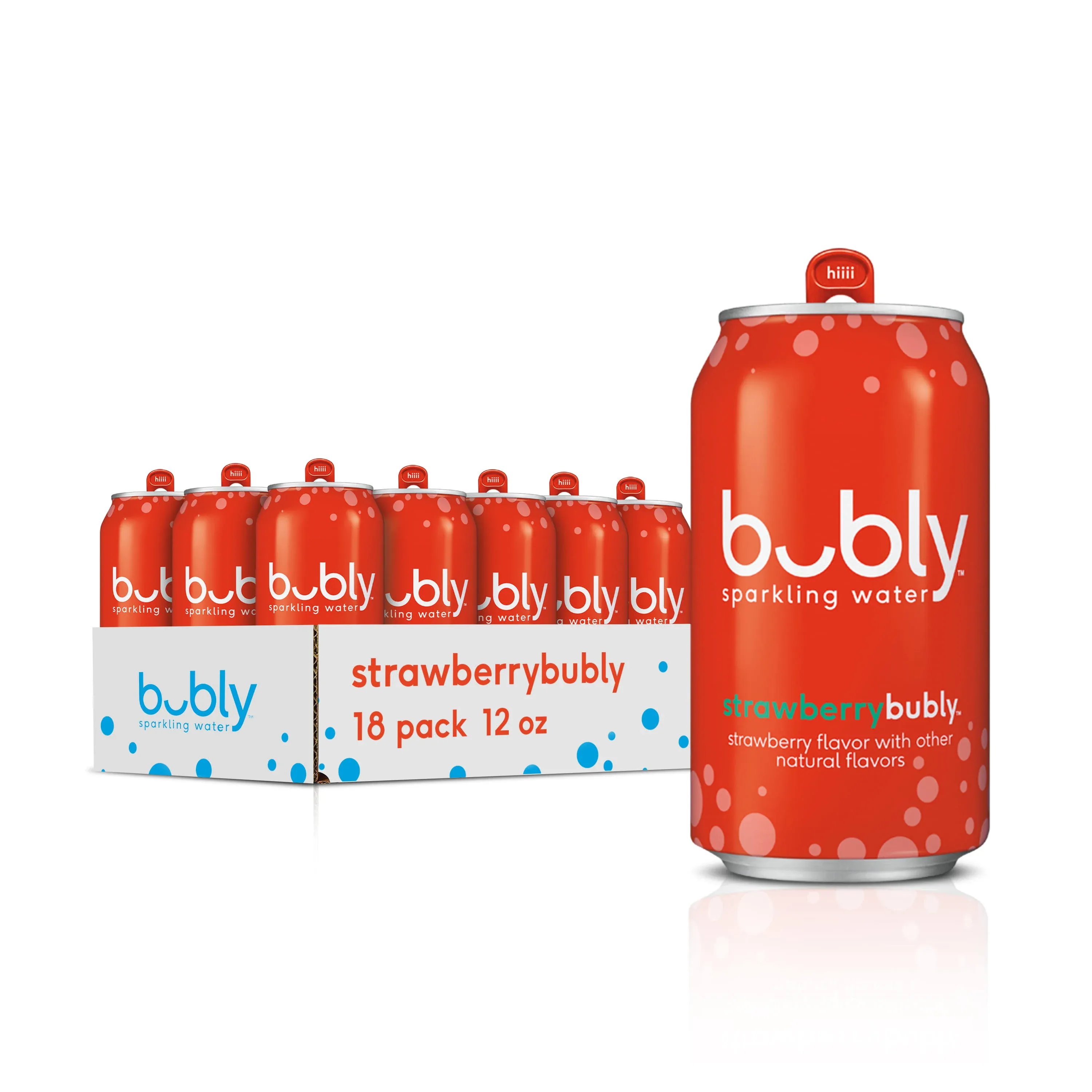 bubly Sparkling Water, Strawberry, 12 fl oz Cans (18 Pack)