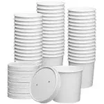 Comfy Package [12 oz. - 50 Count White Paper Food Containers with Vented Lids - To Go Hot Soup Bowls, Disposable Ice Cream Cups, Ideal for Hot and Cold Foods