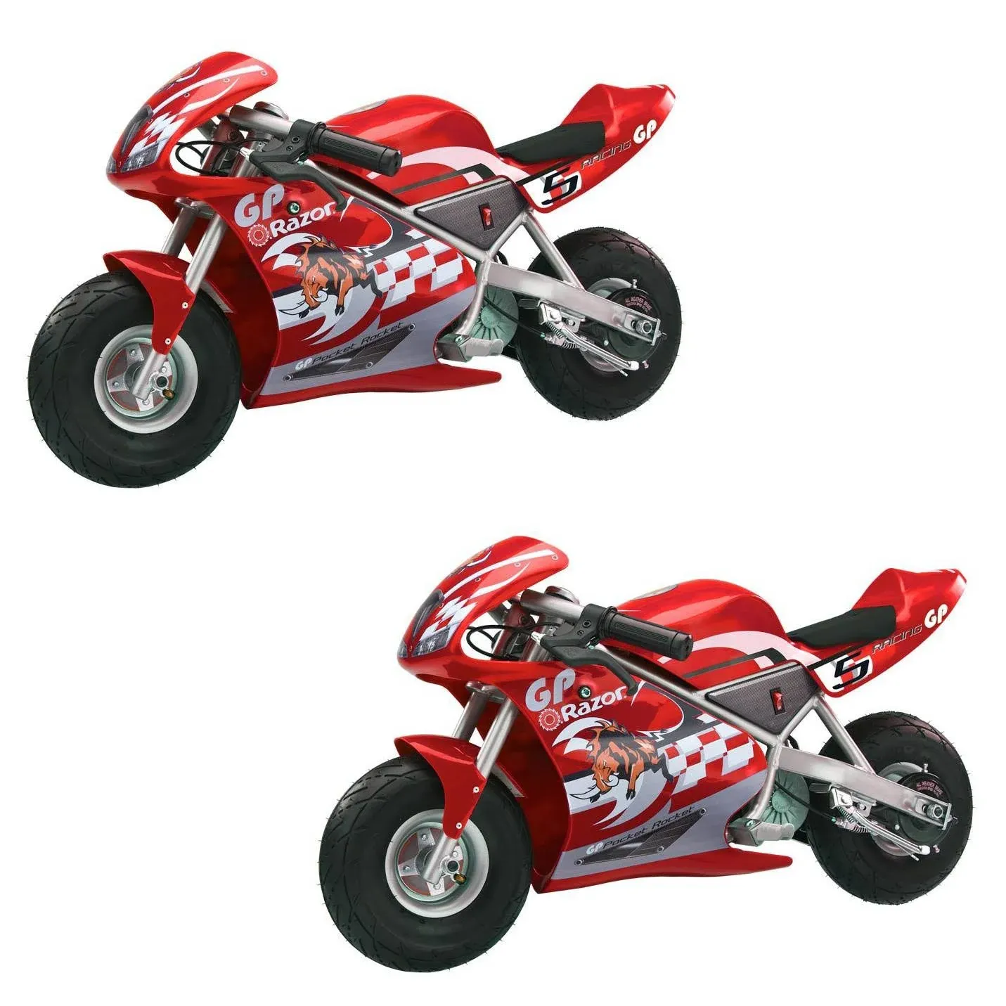 Razor Pocket Rocket Kids Mini Bike Ride on Electric Motorcycle, Red (2 Pack)