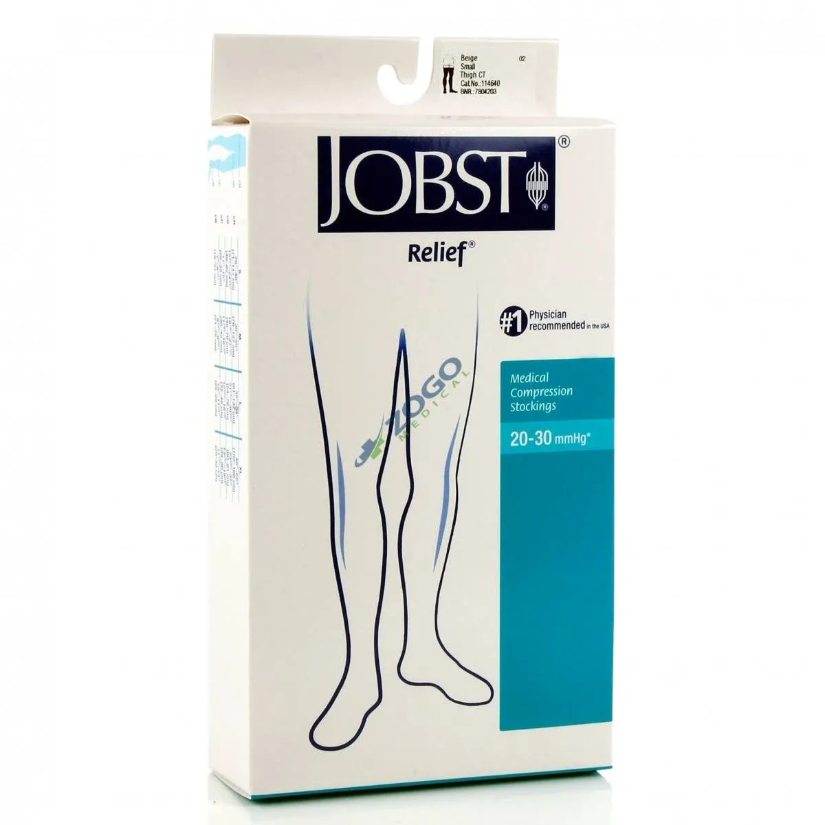 Jobst Relief 20-30 Thigh High Open Toe Beige Stockings - Small