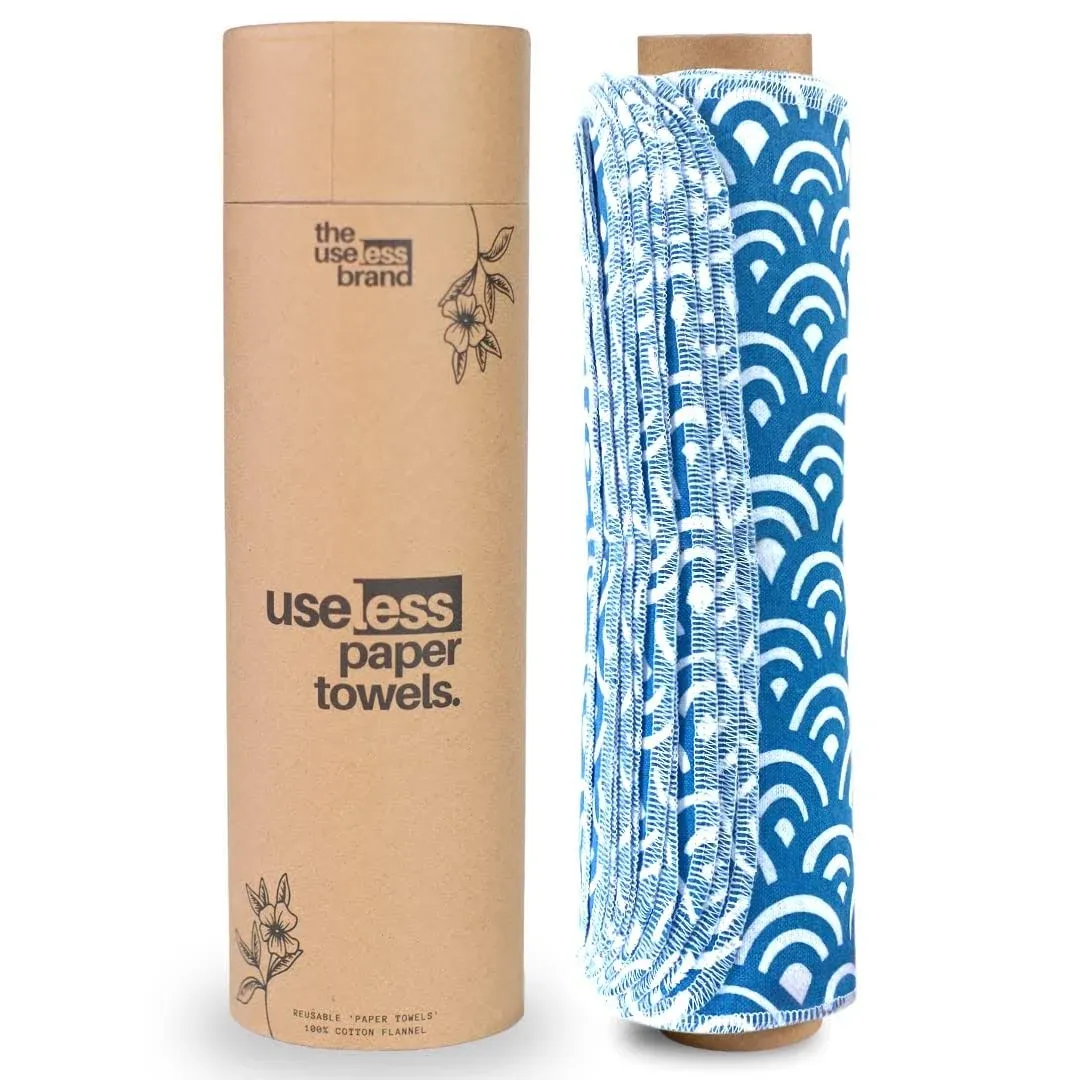 The Useless Brand Reusable Paper Towels Roll Waves / 12 Towels