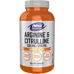 Now Sports Nutrition, Arginine & Citrulline 500 mg/ 250 mg, Amino Acids, 240 Veg Capsules