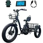 Emojo Fully Assembled Caddy Pro 500W 20 x 4.0 inch Fat Tire Electric Tricycle for Adults Hydraulic Disk Brakes Ebike Trike 7 Speed Pedal Assist 3