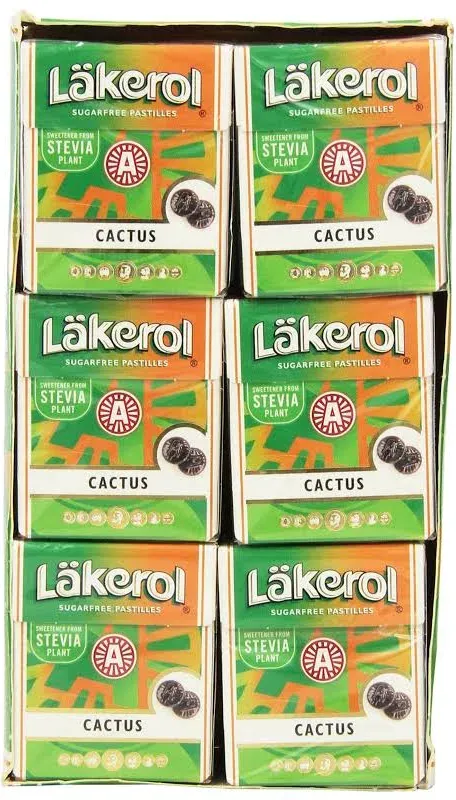 Lakerol Cactus Licorice Sugar Free Pastilles, .8 Ounce (Pack of 24)