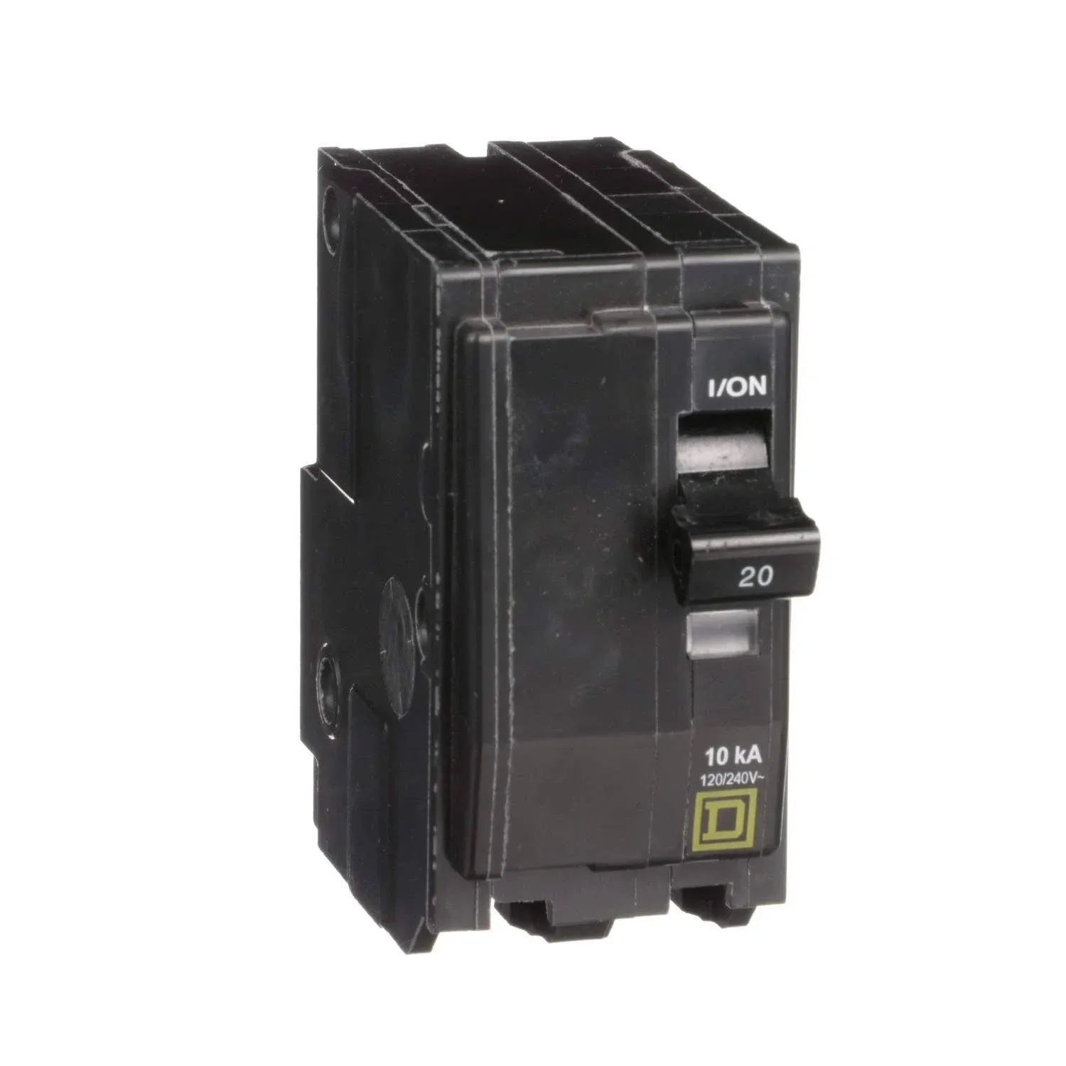 Square D QO220CP QO Circuit Breaker, Mini, 20 A, 2 -Pole, 120/240 VAC, 48 VDC, Plug Mounting, Black