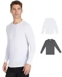 32 Degrees Men's 2 Pack Lightweight Baselayer Crew Top White/Charcoal Heather / S