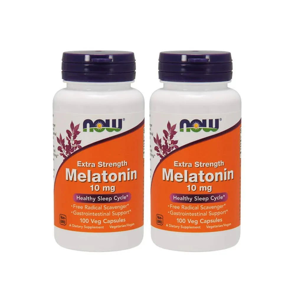 Now Foods Melatonin, 10 mg, 100 vcaps (Pack of 2)