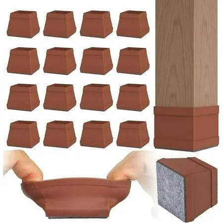 Silverstar 16 Pcs Square Silicone Chair Leg Floor PROTECTORS. (Brown XL 2 in)., Men's