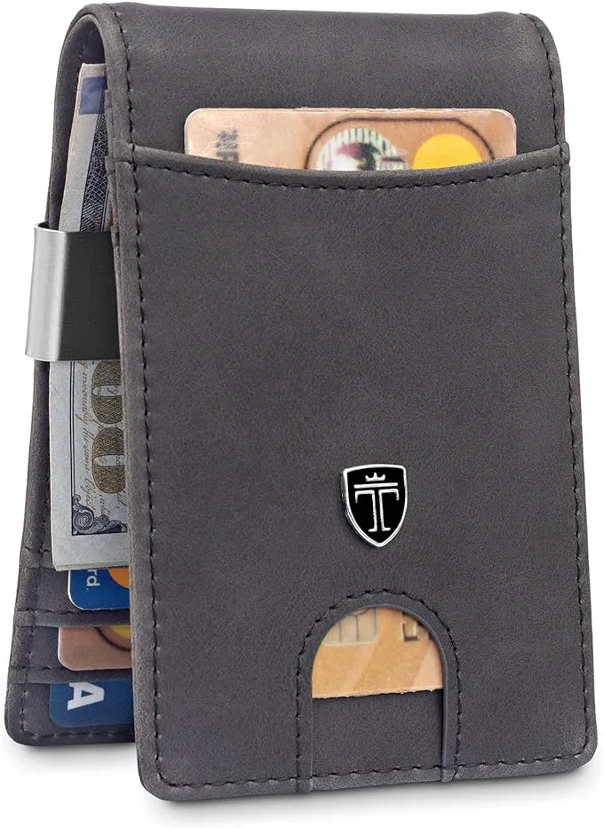 TRAVANDO Mens Slim Wallet with Money clip