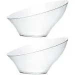 PLASTICPRO Disposable Angled Plastic Bowls Round Medium Serving Bowl, Elegant for Party's, Snack, or Salad Bowl, Clear Pack of 4