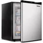 Euhomy Upright Freezer, 2.1 Cubic Feet, Single Door Compact Mini Freezer with Reversible Stainless Steel Door, Removable Shelves, Small Freezer for