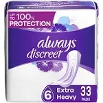 Always Discreet Pads, Extra Heavy, Size 6 - 33 pads