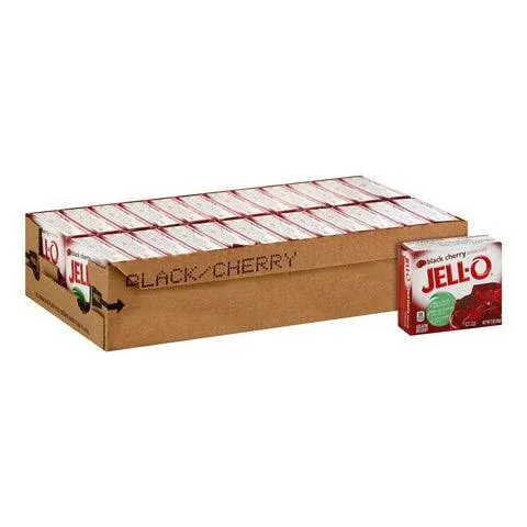 Jell O Black Cherry Gelatin Mix (3 oz Bags, Pack of 24)