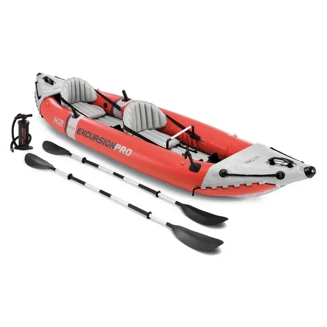 Intex Excursion Pro Inflatable 2 Person Vinyl Kayak with Oars & Pump