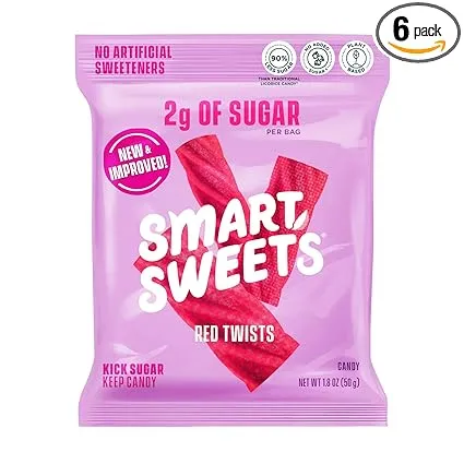 Smartsweets 20070, Red Twists Us Naturally Sweetened Candy 1.8 Ounce,  Case of 12