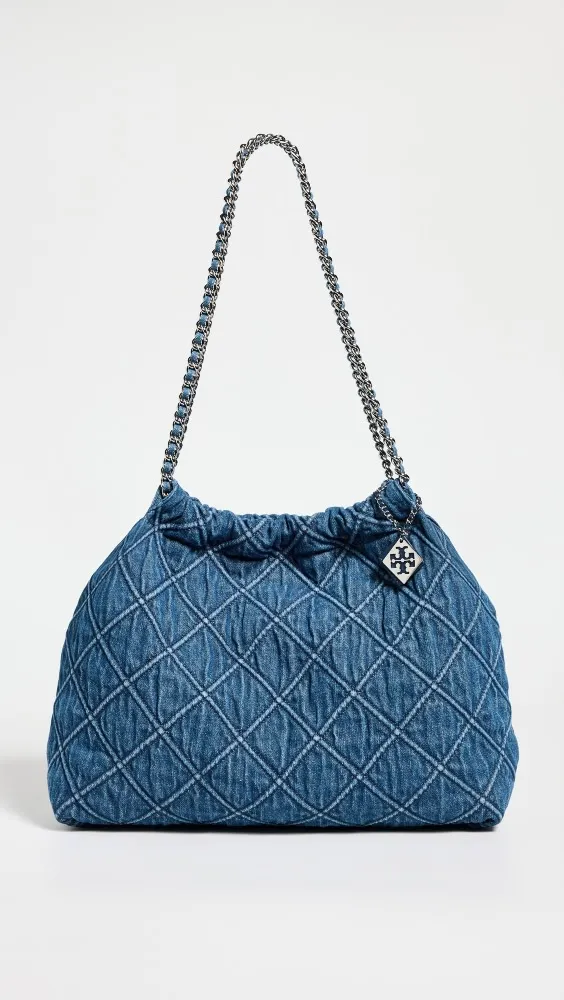 Fleming Drawstring Denim Hobo Bag