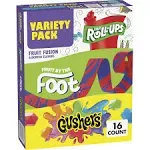 Fruit Roll-ups, Fruit by The Foot, Gushers, Snacks Variety Pack, 16 ct